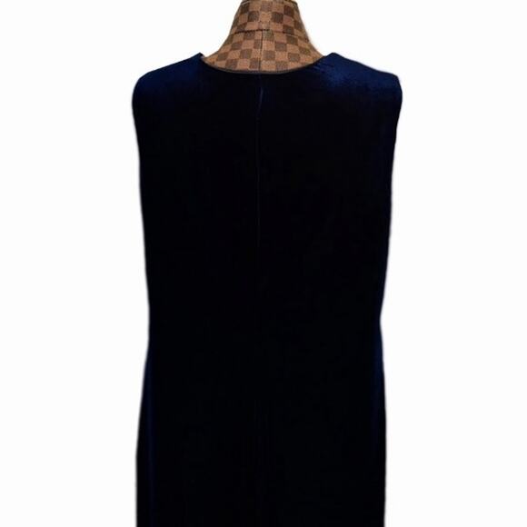 Y2K Blue Velvet Maxi Dress Sleeveless Size 16 R&M Richards Karen Kwong Goth Glam - Picture 6 of 10